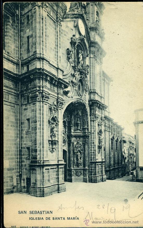 Postkarten: TARJETA POSTAL DE SAN SEBASTIAN .IGLESIA DE SANTA MARIA. HAUSER Y MENET REVERSO. NO DIVIDIDO