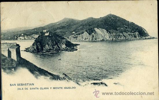 Postkarten: TARJETA POSTAL DE SAN SEBASTIAN,ISLA SANTA CLARA Y MONTE IGUELDO. HAUSER Y MENET. REVERSO NO DIVID.
