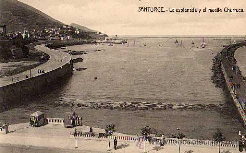 Postales: SANTURCE - LA ESPLANADA Y EL MUELLE CHURRUCA - Foto 1