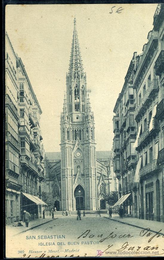 Postkarten: TARJETA POSTAL DE  SAN SEBASTIAN, IGLESIA DEL BUEN PASTOR. HAUSE Y MENET REVERSO NO DIVIDIDO