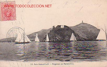 Postcards: TARJETA POSTAL DE SAN SEBASTIAN. N&ordm; 53. REGATAS DE BALANDROS.