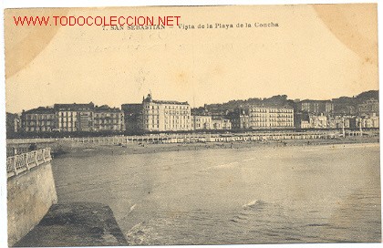 Postais: TARJETA POSTAL DE SAN SEBASTIAN. VISTA DE LA PLAYA DE LA CONCHA. EDITORES MAYOR HERMANOS