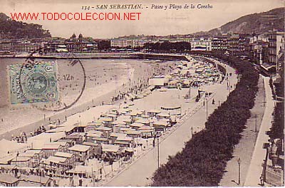 Postkarten: TARJETA POSTAL DE SAN SEBASTIAN N&ordm;134.-PASEO Y PLAYA DE LA CONCHA-.