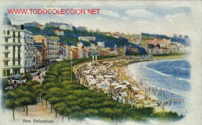 Postais: TARJETA POSTAL ANTIGUA DE SAN SEBASTIAN N&ordm;9 - PASEO Y PLAYA DE LA CONCHA