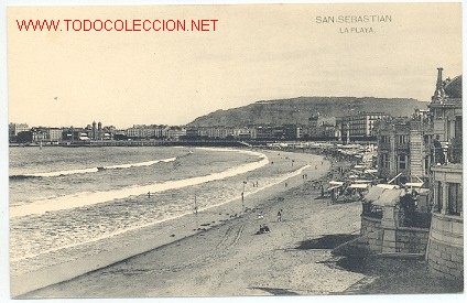 Postkarten: TARJETA POSTAL DE SAN SEBASTIAN. LA PLAYA HAUSER Y MENET