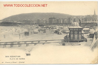 Postais: TARJETA POSTAL DE SAN SEBASTIAN. PLAYA DE BA&Ntilde;OS N&ordm; 76 HAUSER Y MENET