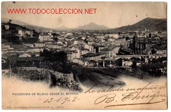 Postales: PANORAMA DE BILBAO DESDE EL MORRO - Foto 1