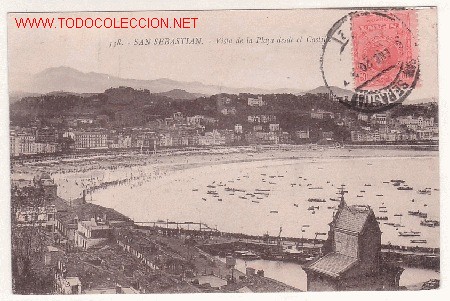 Postcards: San Sebastian.- Vista de la Playa desde el Castillo