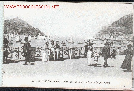 Postcards: TARJETA POSTAL N&ordm; 171 DE SAN SEBASTIAN - PASEO DE ALDERDIEDER Y DETALLE DE UNA REGATA