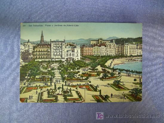 Postcards: ANTIGUA POSTAL de san sebastian. paseo y jardines de alderdi-eder, circulada, pp XX
