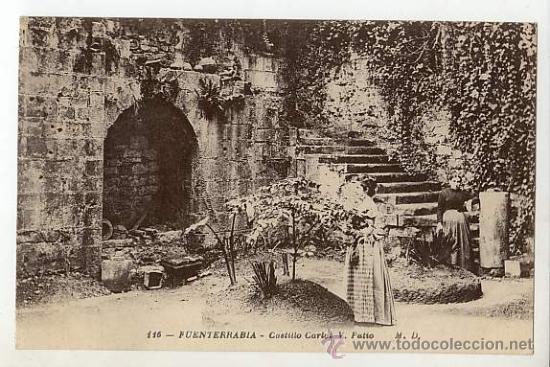 Postais: POSTAL ANTIGUA DE ESPA&Ntilde;A CIRCA 1900 FUENTERRABIA Castillo Carlos V. Patio.