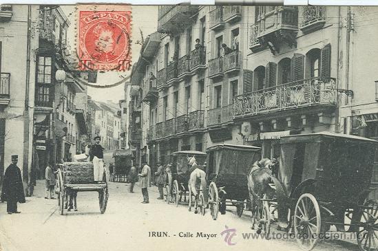 Postales: IRUN. CALLE MAYOR. CIRCULADA EN 1908. - Foto 1