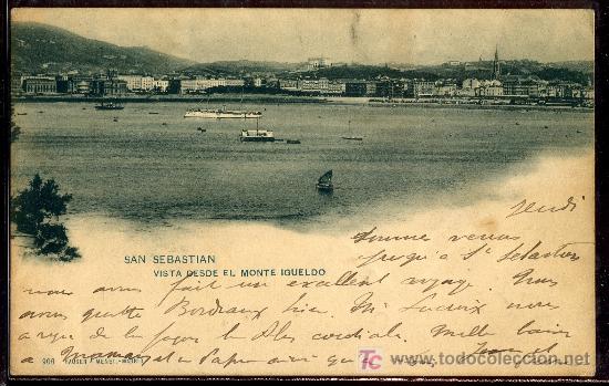 Postales: TARJETA POSTAL DE SAN SEBASTIAN. VISTA DESDE EL MONTE IGUELDO. HAUSER Y MENET