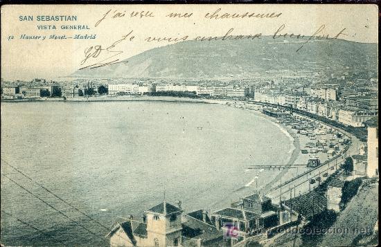 Postales: TARJETA POSTAL DE SAN SEBASTIAN.VISTA GENERAL. HAUSER Y MENET
