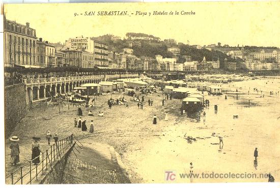 Postales: TARJETA POSTAL DE SAN SEBASTIAN. N&ordm; 9. PLAYA Y HOTELES DE LA CONCHA. ED. GALARZA CLICHE GONZALEZ