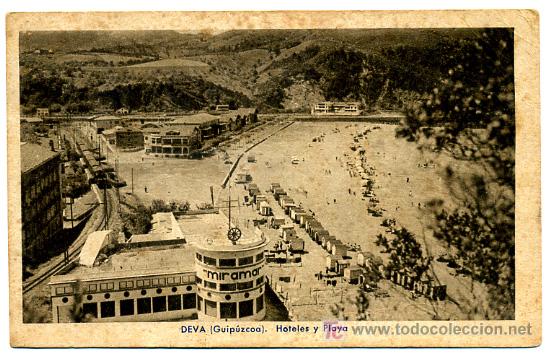 Postales: DEVA, GUIPUZCOA, HOTELES Y PLAYA,      P24662 - Foto 1