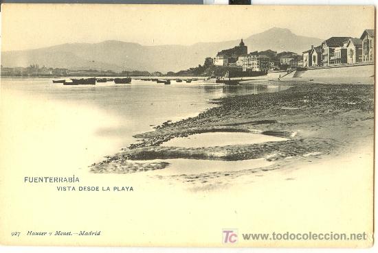 Postales: TARJETA POSTAL DE FUENTERRABIA. GUIPUZCOA. VISTA DESDE LA PLAYA. HAUSER Y MENET