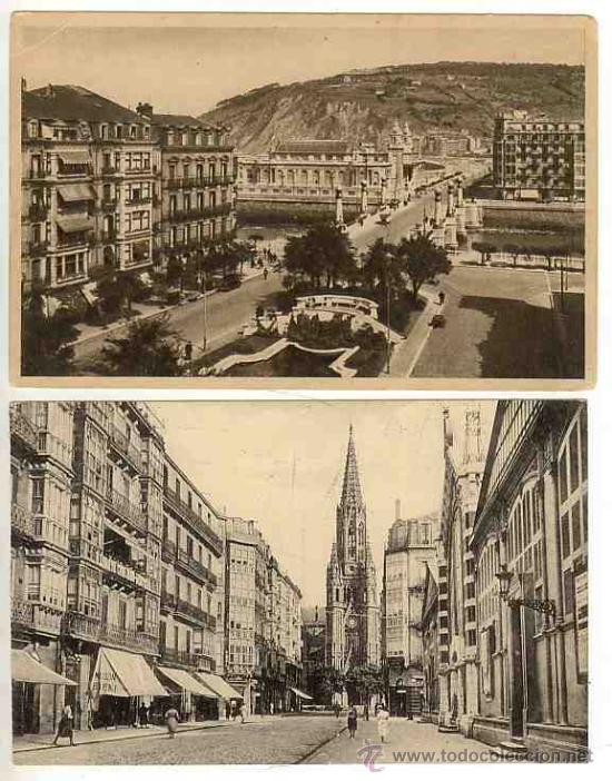 Postais: POSTAL ANTIGUA DE ESPA&Ntilde;A SAN SEBASTIAN PUENTE DEL KURSAAL CALLE DE LOYOLA E IGLESIA DEL BUEN PASTOR
