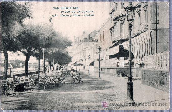 Postales: TARJETA POSTAL DE SAN SEBASTIAN. PASEO DE LA CONCHA. 1481 HAUSER Y MENET