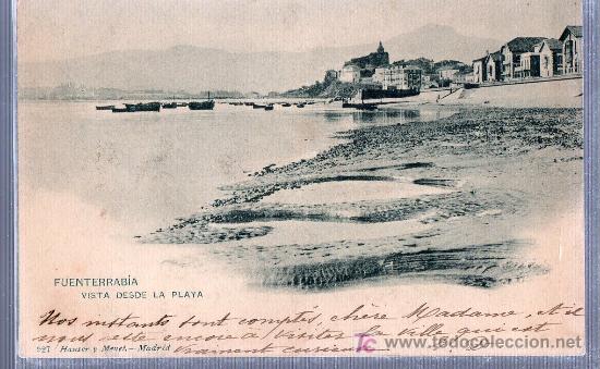 Postales: TARJETA POSTAL DE FUENTERRABIA, SAN SEBASTIAN. VISTA DESDE LA PLAYA. 927 HAUSER Y MENET