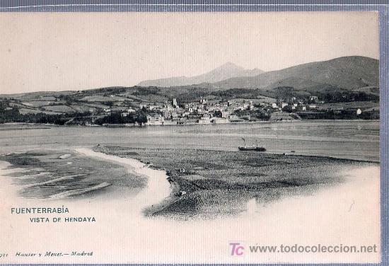 Postales: TARJETA POSTAL DE FUENTERRABIA, SAN SEBASTIAN. VISTA DESDE HENDAYA. 931 HAUSER Y MENET
