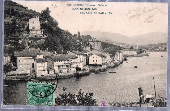 Postales: TARJETA POSTAL DE SAN SEBASTIAN. PASAJES DE SAN JUAN. 247 HAUSER Y MENET