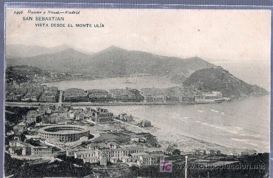 Postales: TARJETA POSTAL DE SAN SEBASTIAN. VISTA DESDE EL MONTE ULIA. 1496 HAUSER Y MENET
