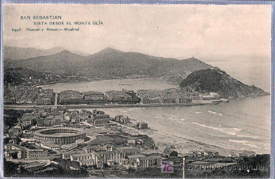 Postales: TARJETA POSTAL DE SAN SEBASTIAN. VISTA DESDE EL MONTE ULIA. 1496  HAUSER Y MENET