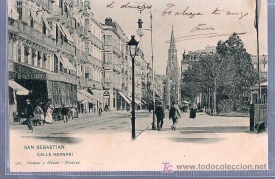 Postales: TARJETA POSTAL DE SAN SEBASTIAN. CALLE HERNANI. 903  HAUSER Y MENET
