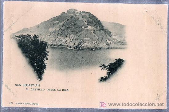 Postais: TARJETA POSTAL DE SAN SEBASTIAN. EL CASTILLO DESDE LA ISLA. 352 HAUSER Y MENET