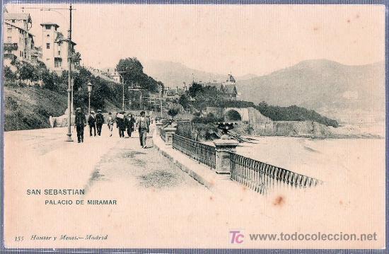 Postales: TARJETA POSTAL DE SAN SEBASTIAN. PALACIO DE MIRAMAR. 355  HAUSER Y MENET