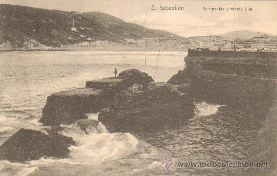 Postcards: POSTAL ANTIGUA DE SAN SEBASTIAN (PAIS VASCO). ROMPEOLAS Y MONTE ULIA. P-PV-612