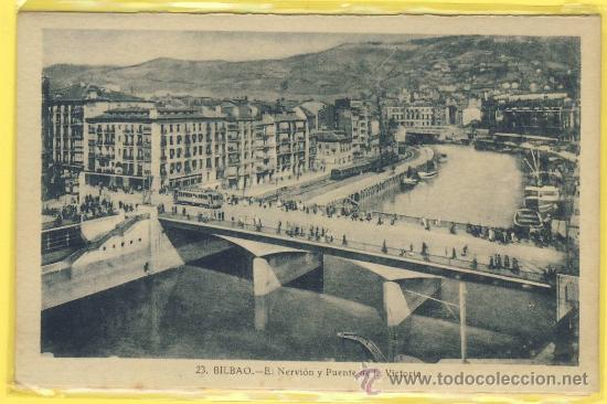Postcards: VIZCAYA-23. BILBAO-EL NERVION Y PUENTE DE LA VICTORIA TRANVIA -TREN -ESTACION  FOT.L.ROSIN-P 584