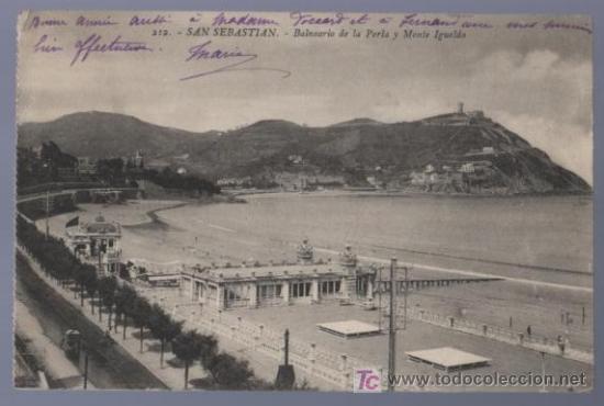 Postkarten: TARJETA POSTAL ANTIGUA DE SAN SEBASTIAN. 212. BALNEARIO DE LA PERLA Y MONTE IGUELDO.