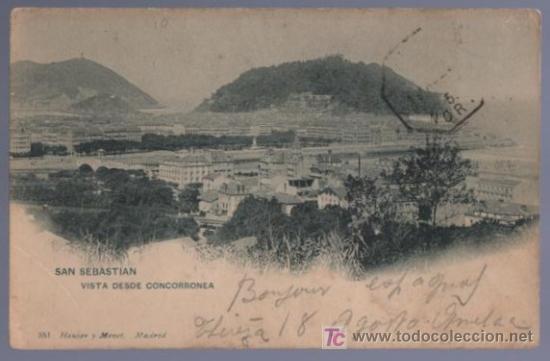 Postales: TARJETA POSTAL ANTIGUA DE SAN SEBASTIAN. VISTA DESDE CONCORRONEA. 351. HAUSER Y MENET.