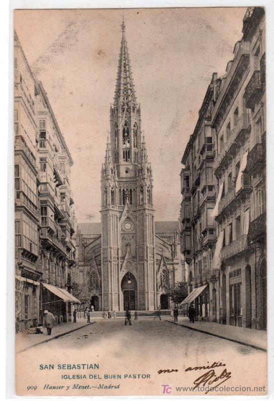 Postkarten: TARJETA POSTAL DE SAN SEBASTIAN. IGLESIA DEL BUEN PASTOR. 909 HAUSER Y MENET