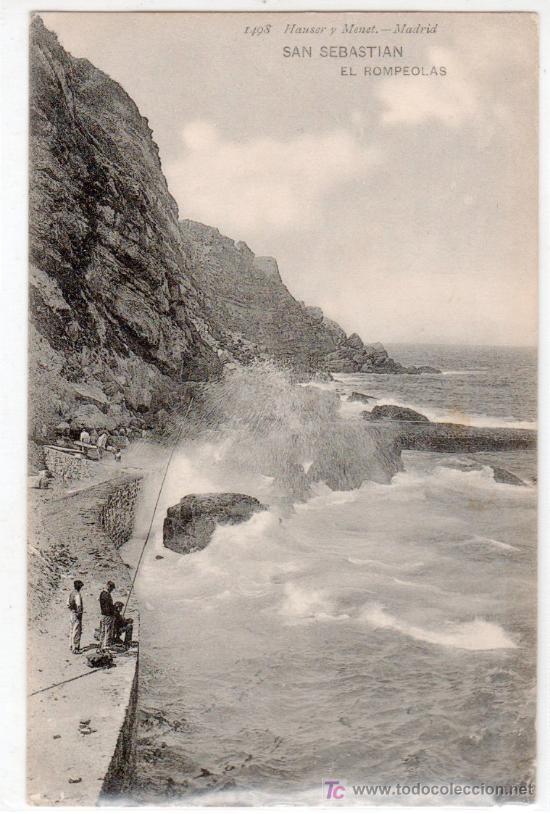 Postales: TARJETA POSTAL DE SAN SEBASTIAN. EL ROMPEOLAS. 1498 HAUSER Y MENET