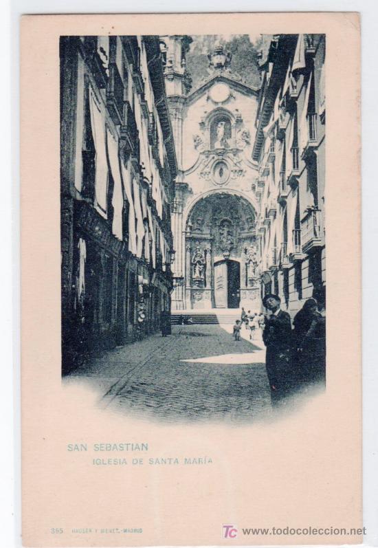 Postales: TARJETA POSTAL DE SAN SEBASTIAN. IGLESIA DE SANTA MARIA. 365 HAUSER Y MENET
