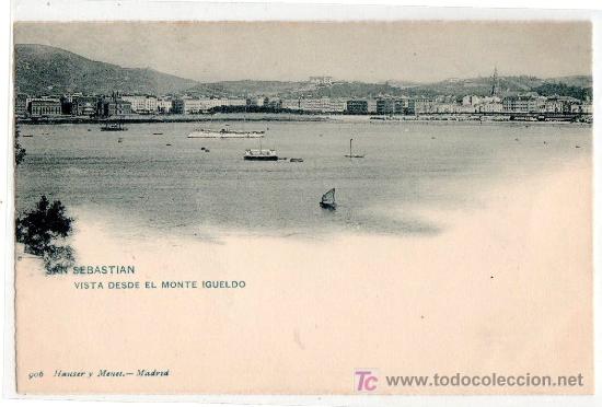 Postales: TARJETA POSTAL DE SAN SEBASTIAN. VISTA DESDE EL MONTE IGUELDO. 906 HAUSER Y MENET
