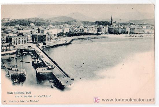 Postales: TARJETA POSTAL DE SAN SEBASTIAN. VISTA DESDE EL CASTILLO. 353 HAUSER Y MENET