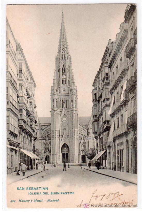Postales: TARJETA POSTAL DE SAN SEBASTIAN. IGLESIA DEL BUEN PASTOR. 909 HAUSER Y MENET