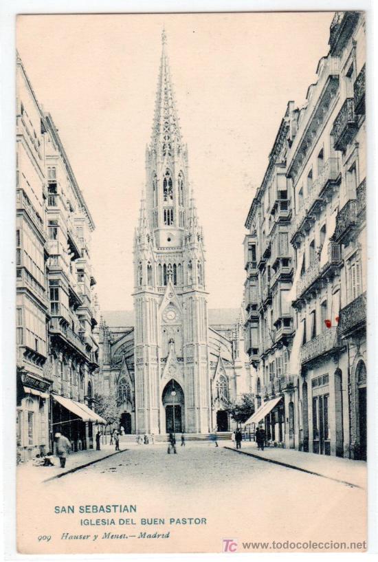 Postales: TARJETA POSTAL DE SAN SEBASTIAN. IGLESIA DEL BUEN PASTOR. 909 HAUSER Y MENET