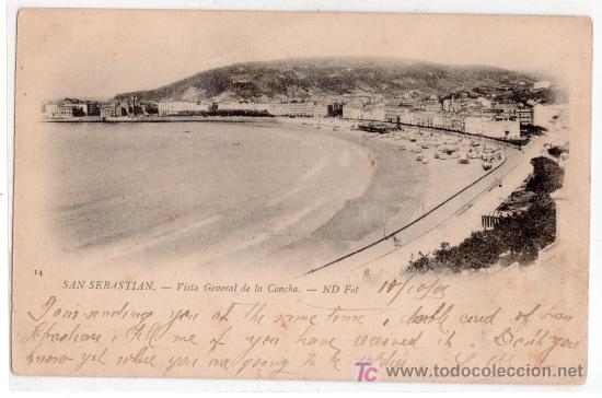 Postales: TARJETA POSTAL DE SAN SEBASTIAN N&ordm; 14. VISTA GENERAL DE LA CONCHA. N D FOT.