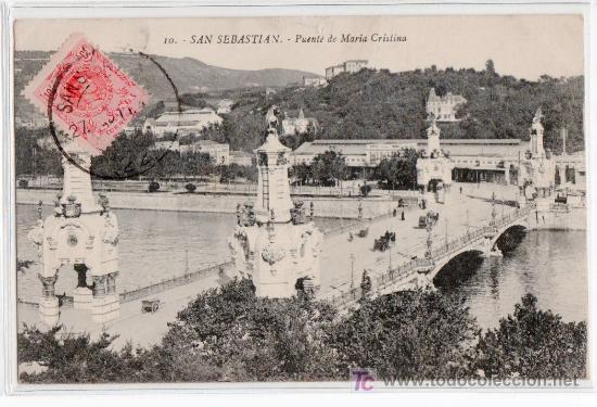Postales: TARJETA POSTAL DE SAN SEBASTIAN N&ordm; 10. PUENTE DE MARIA CRISTINA. EDICION G.G. GALARZA