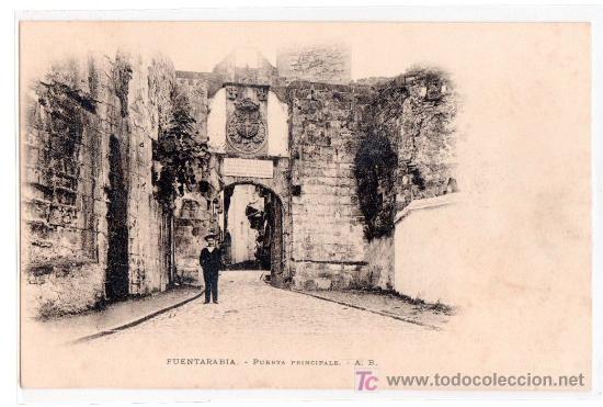 Postales: TARJETA POSTAL DE FUENTERRABIA, GUIPUZCOA. PUERTA PRINCIPAL. ED. A. B.