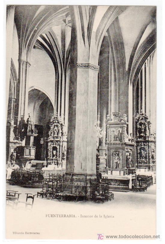 Postales: TARJETA POSTAL DE FUENTERRABIA, GUIPUZCOA. INTERIOR DE LA IGLESIA. TIBURCIO BERROTARAN