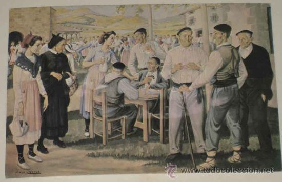 Postais: ANTIGUA POSTAL ILUSTRADA POR JOSE ARRUE - LA ROMERIA - N&ordm; 2 - PAIS VASCO - NO CIRCULADA.