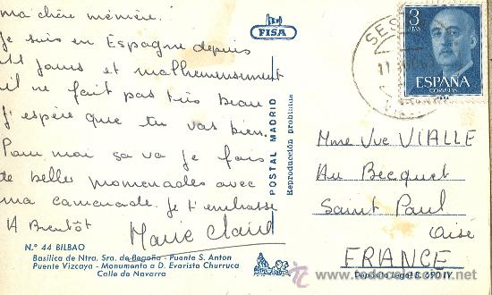 Postales: RECUERDO DE BILBAO. CIRCULADA EN 1960. - Foto 2