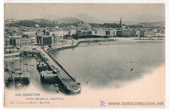Postales: TARJETA POSTAL DE SAN SEBASTIAN. VISTA DESDE EL CASTILLO. 353 HAUSER Y MENET