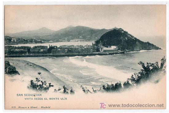Postales: TARJETA POSTAL DE SAN SEBASTIAN. VISTA DESDE EL MONTE ULIA. 912 HAUSER Y MENET